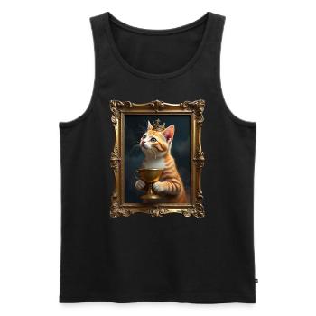 Medieval Cat in Picture Frame Art Crown - Men's Premium Organic Tank Top - black - Front - Michal (187cm)