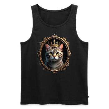 Medieval Cat in Picture Frame Art Crown - Men's Premium Organic Tank Top - black - Front - AI Model Male 178 light (178cm)
