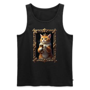 Mittelalter Katze im Bilderrahmen Kunst Krone - Männer Premium Bio Tank Top - Schwarz - Vorne - AI Model Male 178 light (178cm)