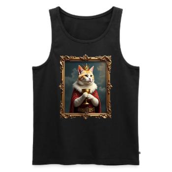 Mittelalter Katze im Bilderrahmen Kunst Krone - Männer Premium Bio Tank Top - Schwarz - Vorne - AI Model Male 178 light (178cm)