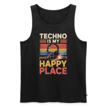 Techno My Happy Place Musik Liebhaber DJ Kopfhörer - Männer Premium Bio Tank Top - Schwarz - Vorne - Michal (187cm)