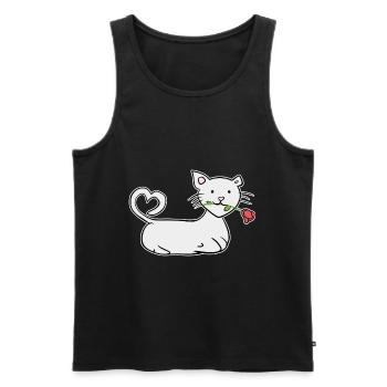 cartoon cat red rose flower animal love - Men's Premium Organic Tank Top - black - Front - Michal (187cm)