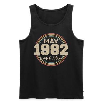 Mai 1982 Vintage Nées En Mai 1982 Anniversaire - Débardeur bio Premium Homme - noir - Devant - Michal (187cm)