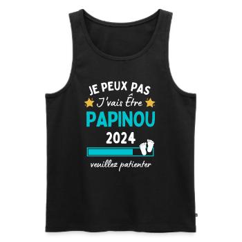 Je peux pas j'vais être Papinou 2024 Futur Papy - Débardeur bio Premium Homme - noir - Devant - Michal (187cm)