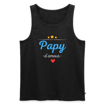 Papy d'amour cadeau personnalisé Grand-père - Débardeur bio Premium Homme - noir - Devant - Michal (187cm)