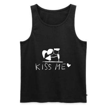 embrasse-moi symbole couple amour - Débardeur bio Premium Homme - noir - Devant - Michal (187cm)