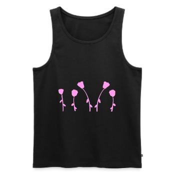 fleurs naturelles motif de ligne de terre rose - Débardeur bio Premium Homme - noir - Devant - AI Model Male 178 light (178cm)