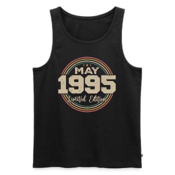 Mai 1995 Vintage Nées En Mai 1995 Anniversaire - Débardeur bio Premium Homme - noir - Devant - Michal (187cm)
