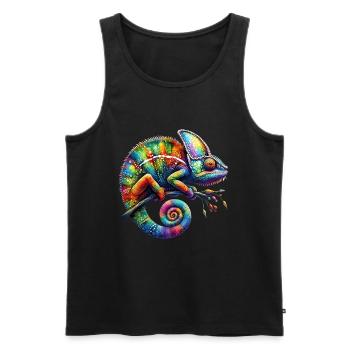CAMÉLÉON VIBRANT : LE CHEF-D’ŒUVRE ARTISTIQUE DE LA NATURE - Débardeur bio Premium Homme - noir - Devant - Michal (187cm)