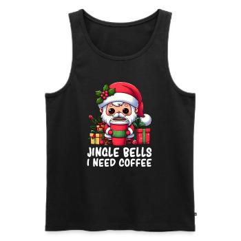 Santa - Santa Claus - Santa Christmas Santa Coffee - Men's Premium Organic Tank Top - black - Front - AI Model Male 178 light (178cm)
