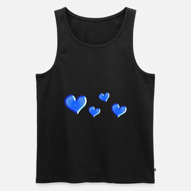 vier Herzen blau glitzer glänzend - Männer Premium Bio Tank Top - Schwarz
