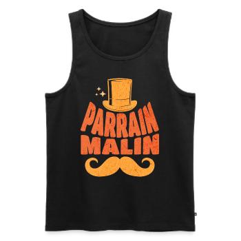 Humour Homme Parrain Malin Parrain Blagueur - Débardeur bio Premium Homme - noir - Devant - Michal (187cm)