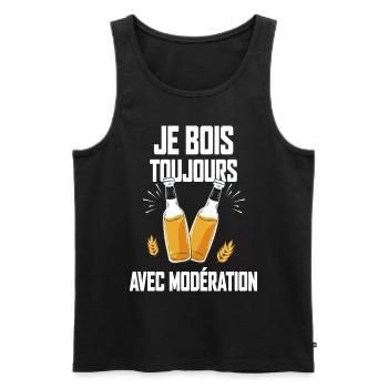 Je bois toujours avec modération - Débardeur bio Premium Homme - noir - Devant - Michal (187cm)