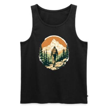 Hiking, Mountains, Nature, Outdoor, Hiking, Gift - Men's Premium Organic Tank Top - black - Front - AI Model Male 178 light (178cm)