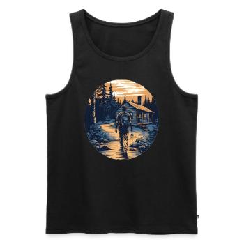 Hiking, Camping, Hiking, Hiker, Gift - Men's Premium Organic Tank Top - black - Front - AI Model Male 178 light (178cm)