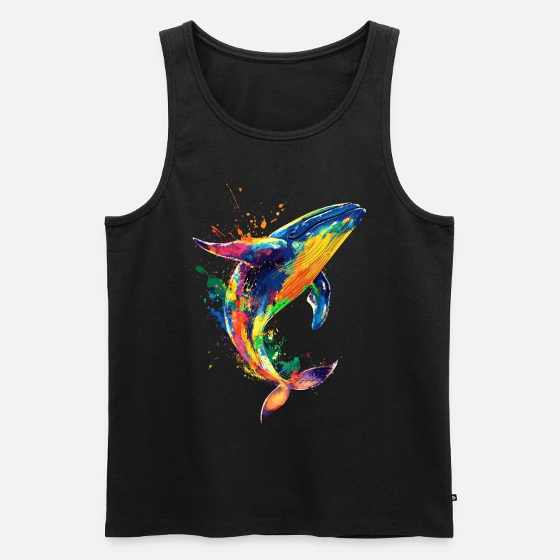 Wal Pop Art Bunt - Männer Premium Bio Tank Top - Schwarz