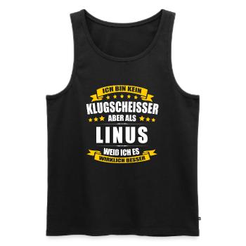 Name Linus Vorname Klugscheisser Namenstag - Männer Premium Bio Tank Top - Schwarz - Vorne - AI Model Male 178 light (178cm)