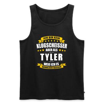 Name Tyler Vorname Klugscheisser Namenstag - Männer Premium Bio Tank Top - Schwarz - Vorne - Michal (187cm)