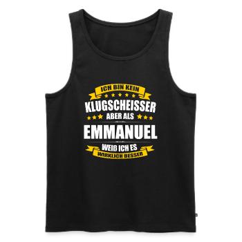 Name Emmanuel Vorname Klugscheisser Namenstag - Männer Premium Bio Tank Top - Schwarz - Vorne - Michal (187cm)