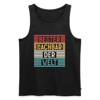 Bester Nachbar Der Welt Spruch Nachbarschaft Retro - Männer Premium Bio Tank Top - Schwarz - Vorne - Michal (187cm)