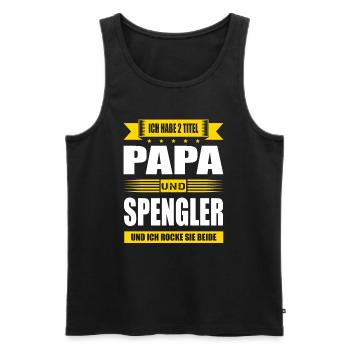 Zwei Titel Papa Und Spengler Blechner Meister - Männer Premium Bio Tank Top - Schwarz - Vorne - Michal (187cm)