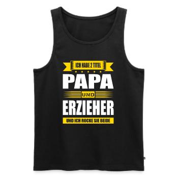 Zwei Titel Papa Und Erzieher Kita Kindergärtner - Männer Premium Bio Tank Top - Schwarz - Vorne - Michal (187cm)