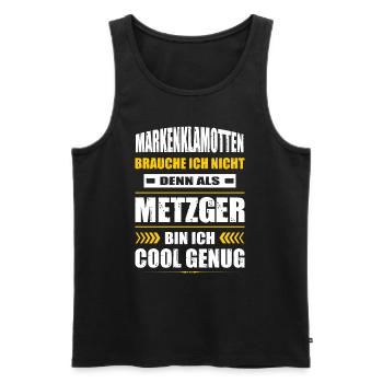 Markenklamotten Brauche Ich Nicht Metzger - Männer Premium Bio Tank Top - Schwarz - Vorne - Michal (187cm)