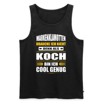Markenklamotten Brauche Ich Nicht Koch Kochen - Männer Premium Bio Tank Top - Schwarz - Vorne - Michal (187cm)