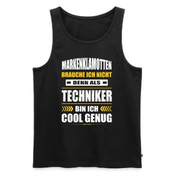 Markenklamotten Brauche Ich Nicht Techniker - Männer Premium Bio Tank Top - Schwarz - Vorne - Michal (187cm)