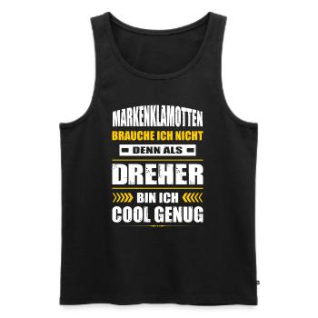 Markenklamotten Brauche Ich Nicht Dreher CNC - Männer Premium Bio Tank Top - Schwarz - Vorne - Michal (187cm)