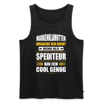 Markenklamotten Brauche Ich Nicht Spediteur - Männer Premium Bio Tank Top - Schwarz - Vorne - Michal (187cm)