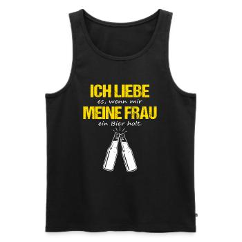 Ich Liebe Es Wenn Mir Meine Frau Ein Bier Holt - Männer Premium Bio Tank Top - Schwarz - Vorne - Michal (187cm)