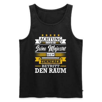 Achtung Seine Majestät Der Zimmerer Meister - Männer Premium Bio Tank Top - Schwarz - Vorne - Michal (187cm)