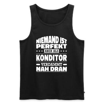 Niemand Ist Perfekt Aber Als Konditor Nah Dran - Männer Premium Bio Tank Top - Schwarz - Vorne - Michal (187cm)