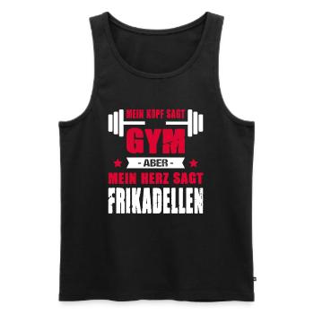 Mein Kopf Sagt Gym Aber Mein Herz Sagt Frikadellen - Männer Premium Bio Tank Top - Schwarz - Vorne - AI Model Male 178 light (178cm)
