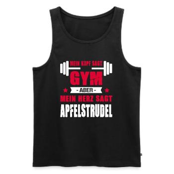 Mein Kopf Sagt Gym Mein Herz Sagt Apfelstrudel - Männer Premium Bio Tank Top - Schwarz - Vorne - AI Model Male 178 light (178cm)