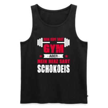 Mein Kopf Sagt Gym Aber Mein Herz Sagt Schokoeis - Männer Premium Bio Tank Top - Schwarz - Vorne - AI Model Male 178 light (178cm)