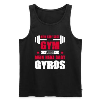 Mein Kopf Sagt Gym Mein Herz Sagt Gyros Cheatday - Männer Premium Bio Tank Top - Schwarz - Vorne - AI Model Male 178 light (178cm)