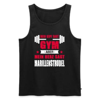 Kopf Sagt Gym Aber Mein Herz Sagt Marillenstrudel - Männer Premium Bio Tank Top - Schwarz - Vorne - AI Model Male 178 light (178cm)