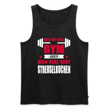 Kopf Sagt Gym Aber Mein Herz Sagt Streuselkuchen - Männer Premium Bio Tank Top - Schwarz - Vorne - AI Model Male 178 light (178cm)