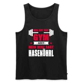 Mein Kopf Sagt Gym Aber Mein Herz Sagt Hasenöhrl - Männer Premium Bio Tank Top - Schwarz - Vorne - AI Model Male 178 light (178cm)