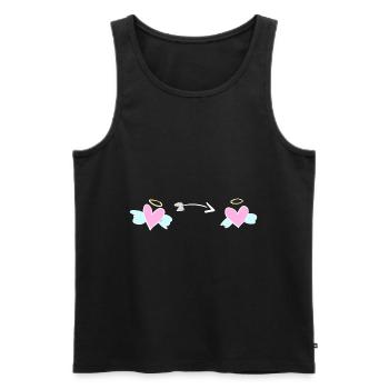 cœur cœur amour ange flèche symbole - Débardeur bio Premium Homme - noir - Devant - Michal (187cm)