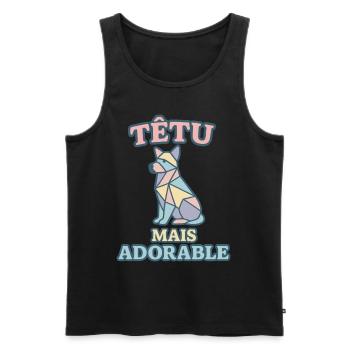 Têtu mais adorable – Chien géométrique pastel - Débardeur bio Premium Homme - noir - Devant - Michal (187cm)