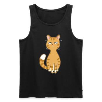 Chat en colère ou mignon - Débardeur bio Premium Homme - noir - Devant - Michal (187cm)