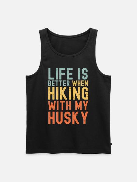 Husky Hiking dog retro - Men's Premium Organic Tank Top - black