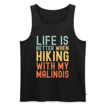 Malinois Hiking dog retro - Men's Premium Organic Tank Top - black - Front - Michal (187cm)