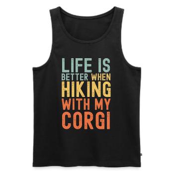 Corgi Hiking dog retro - Men's Premium Organic Tank Top - black - Front - Michal (187cm)