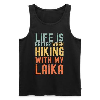 Laika Hiking dog retro - Men's Premium Organic Tank Top - black - Front - AI Model Male 178 light (178cm)