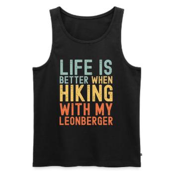 Leonberger Hiking dog retro - Men's Premium Organic Tank Top - black - Front - AI Model Male 178 light (178cm)