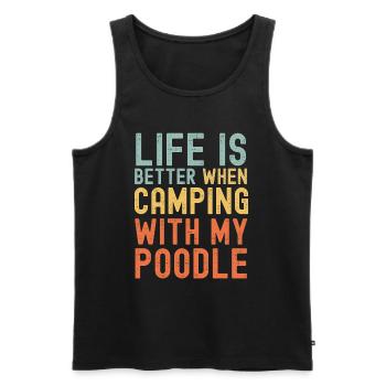 Caniche Camping rétro vintage - Débardeur bio Premium Homme - noir - Devant - Michal (187cm)